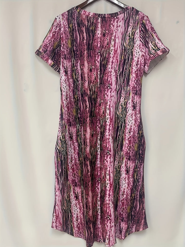 Stilla | Dame Midi Kjole Striber Plus Size Med Lommer Elegant, Sommerlig