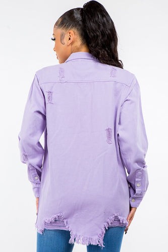 Stilla | Bazi Frayed Hem Distressed Denim Jakke