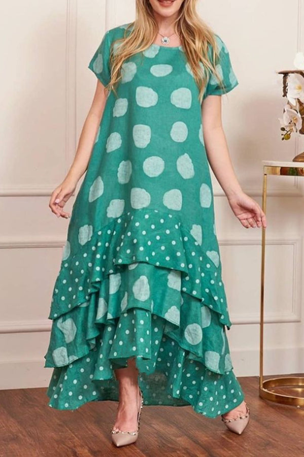 Stilla | Flowy Polka Dots Lomme Lagdelt A-linje Maxi Kjole