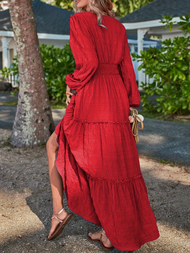 Stilla | Elegant Maxi Kjole Med V-Hals