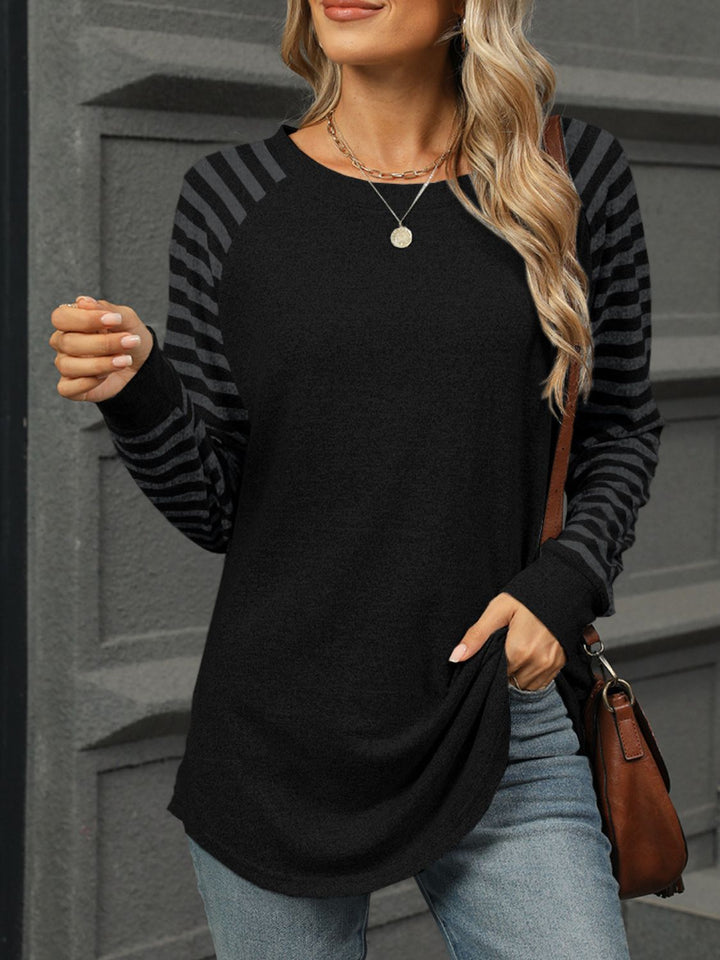 Stilla | Langærmet Stribet Rundhalset T-shirt