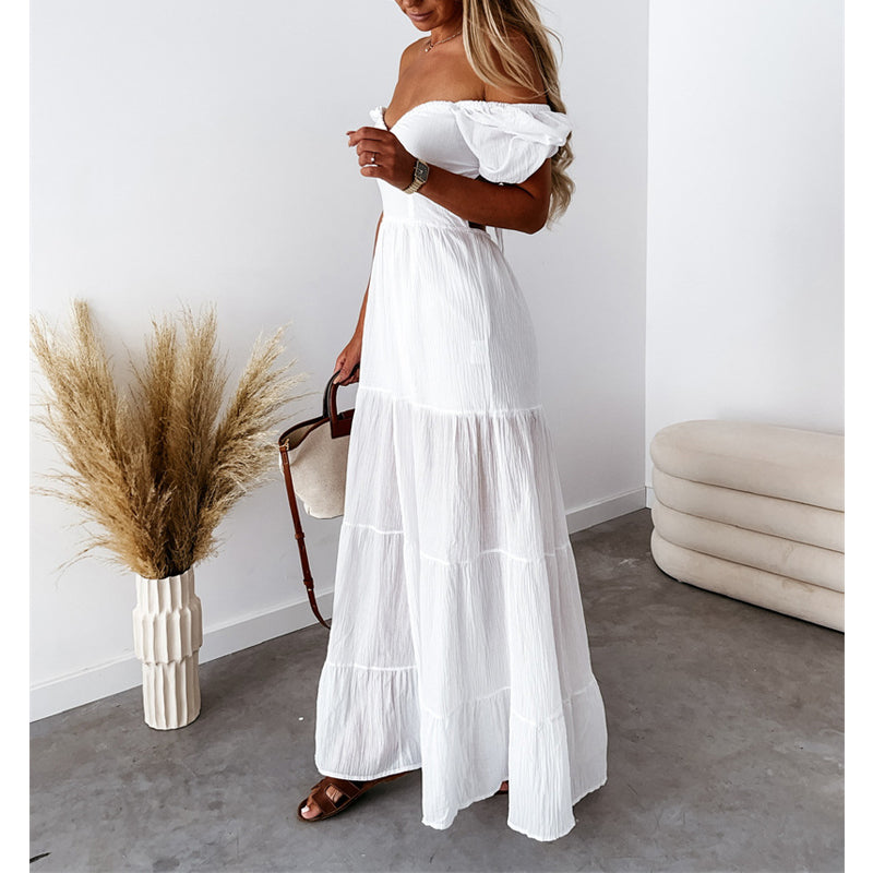 Stilla | Lækkert sommermode Boho strand rygfri spaghetti rem maxikjole elegant