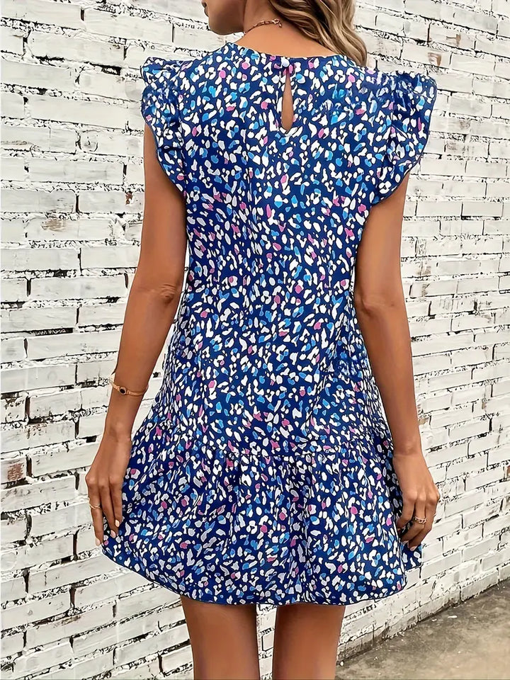 Stilla | Blå Sommerkjole Med Print