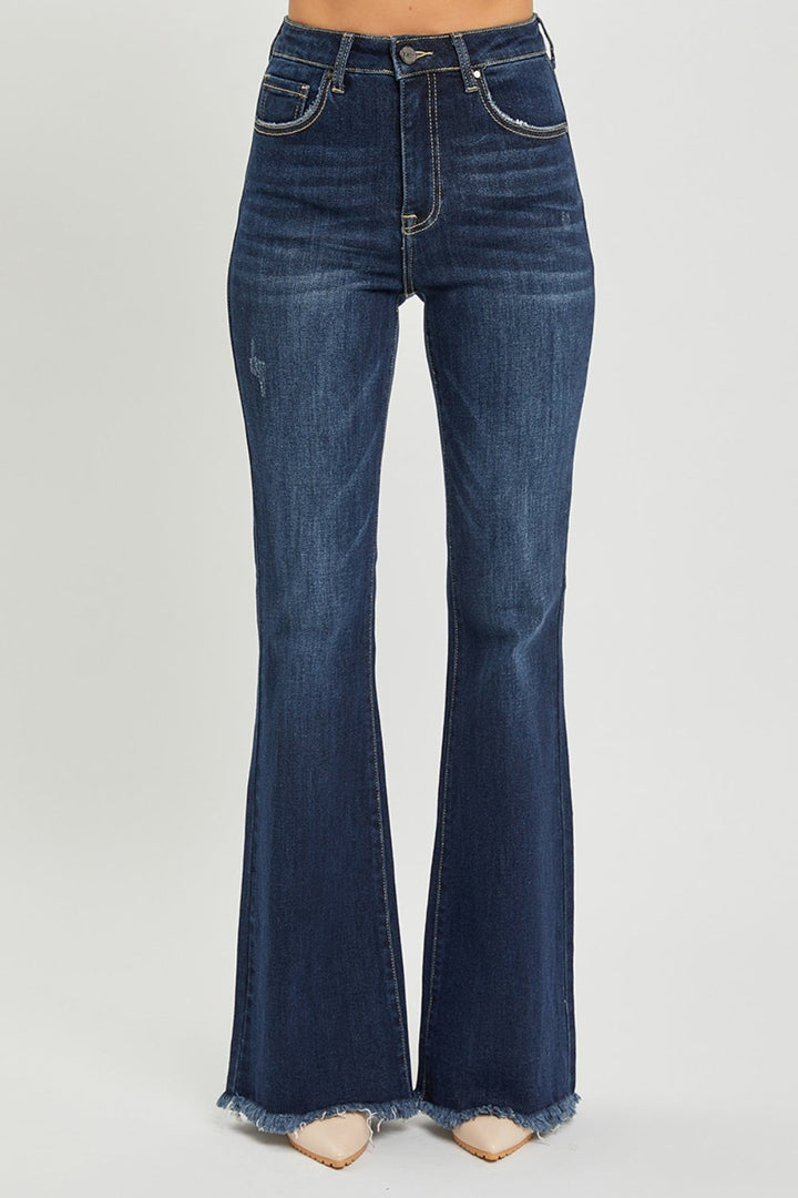 Stilla | Høj Talje Rå Kant Flare Jeans