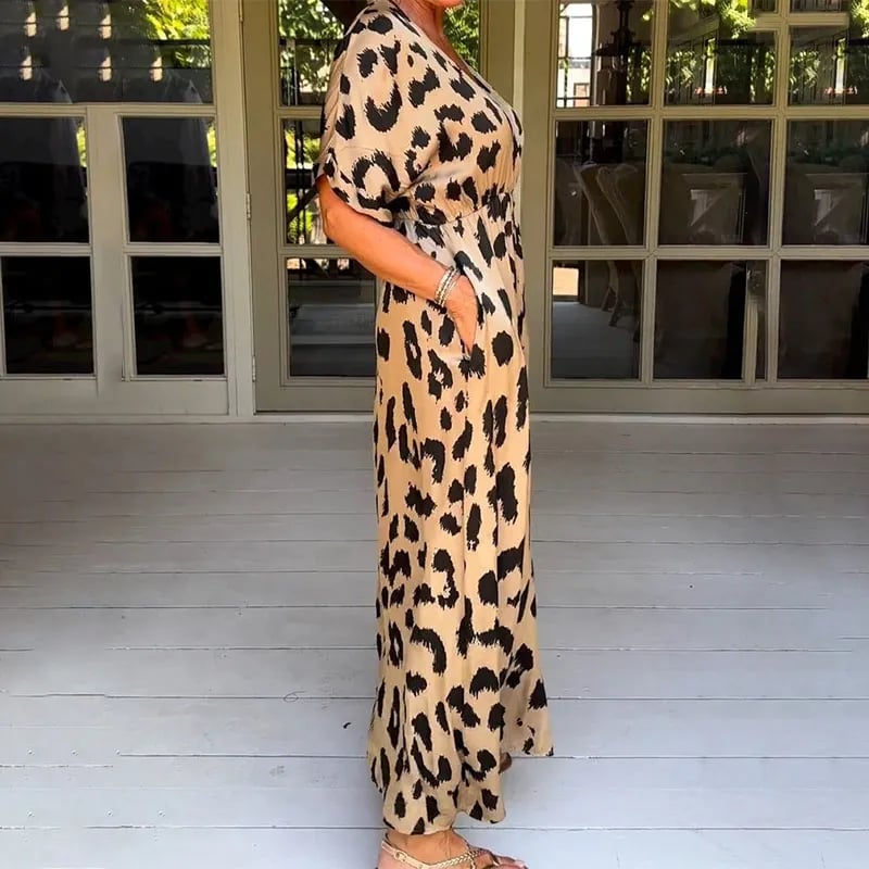 Stilla | Lang Kjole Med Leopardmønster