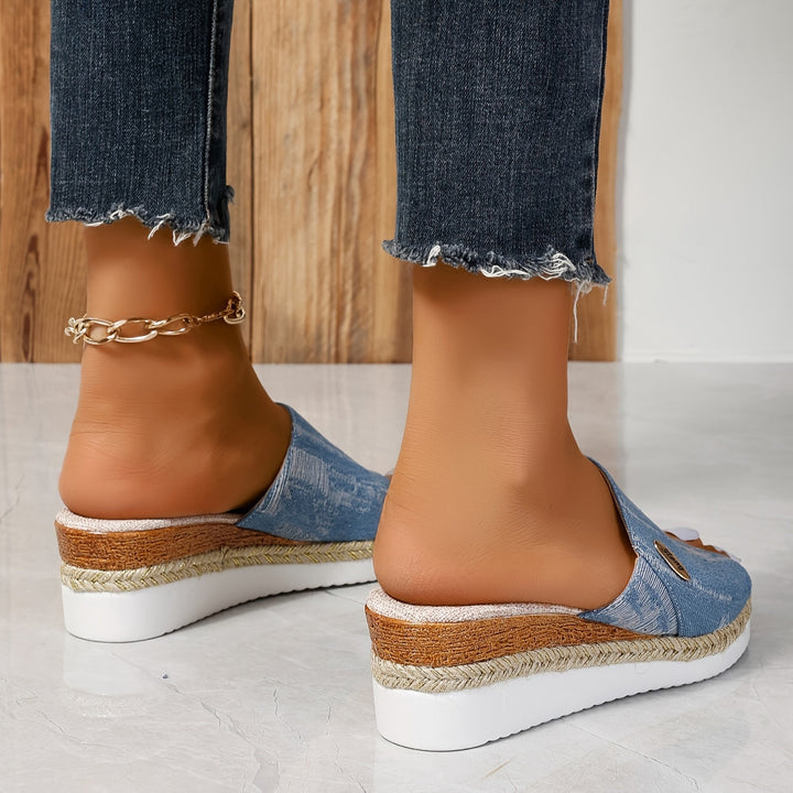 Stilla | Dame Sandaler På Platform Komfortable Slip on Kilehæle Til Sommer