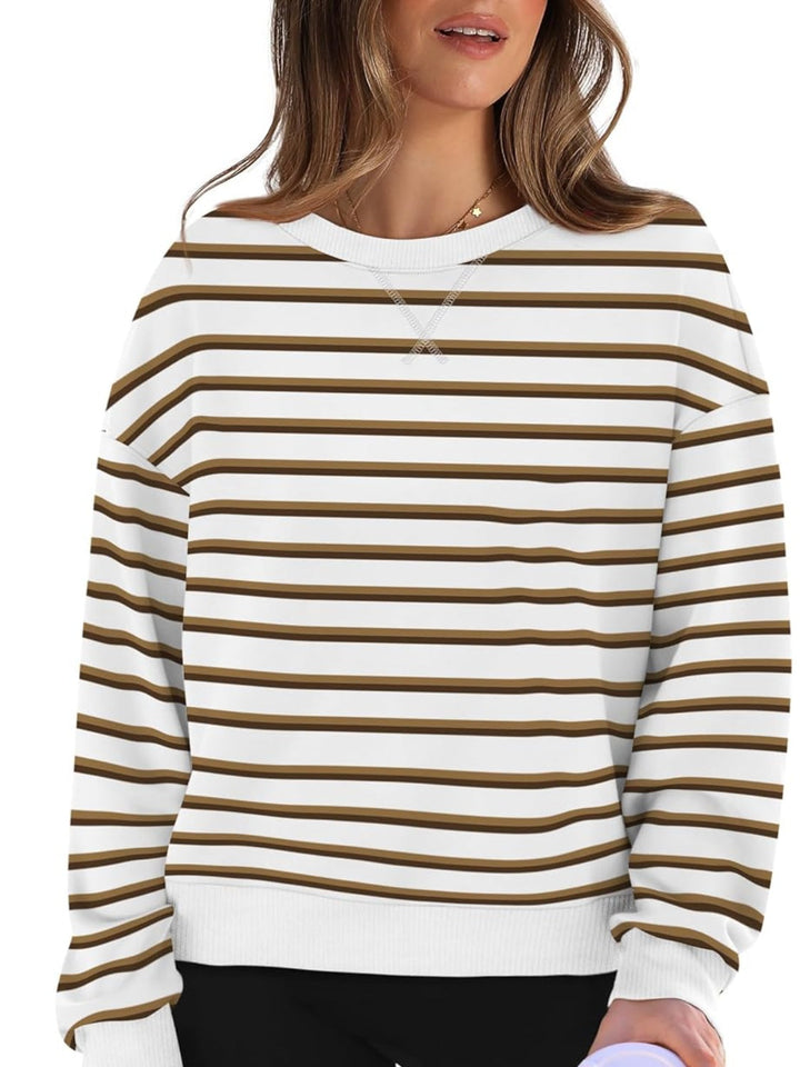 Stilla | Langærmet Stribet Sweatshirt Med Rund hals Lovelet