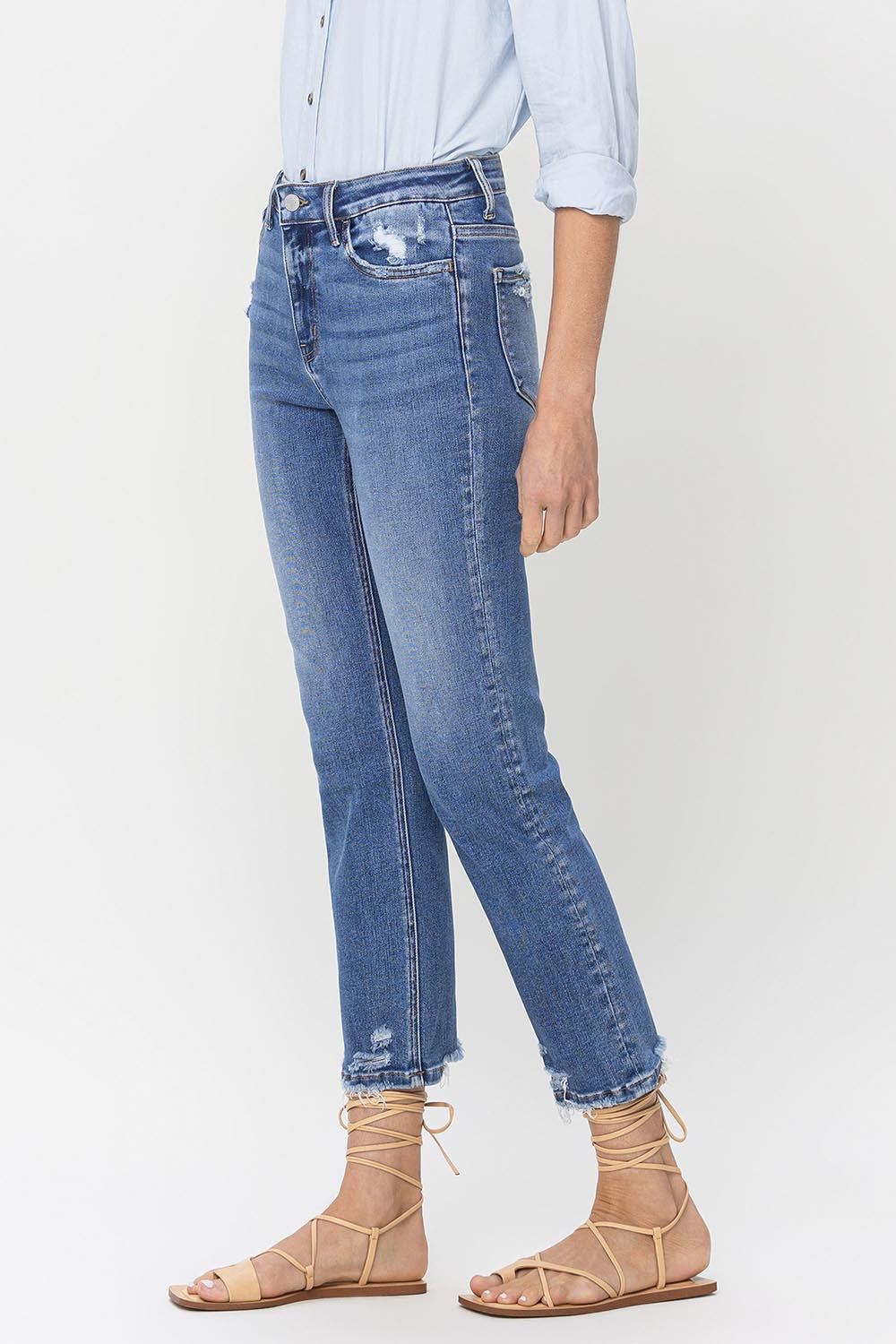 Stilla | Højtaljede Rå Kanten Lige Jeans