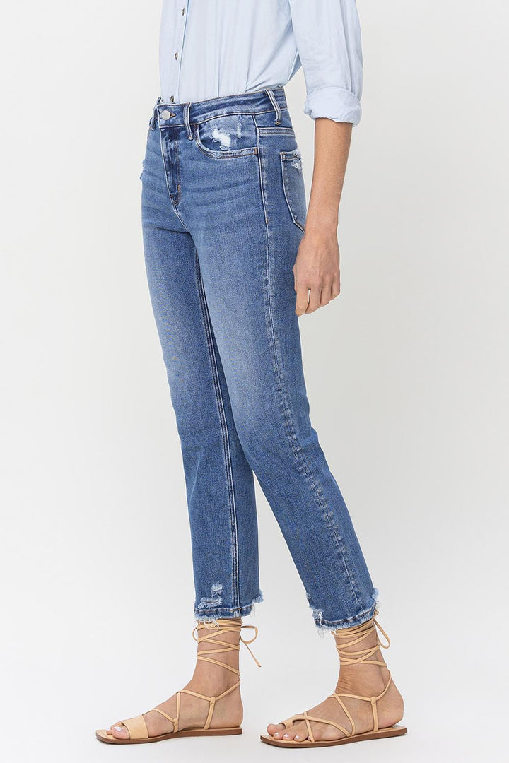 Stilla | Højtaljede Rå Kanten Lige Jeans
