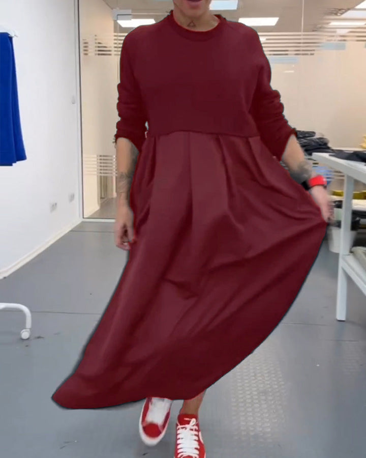 Stilla | Casual Popeline Kjole Med Lange Ærmer