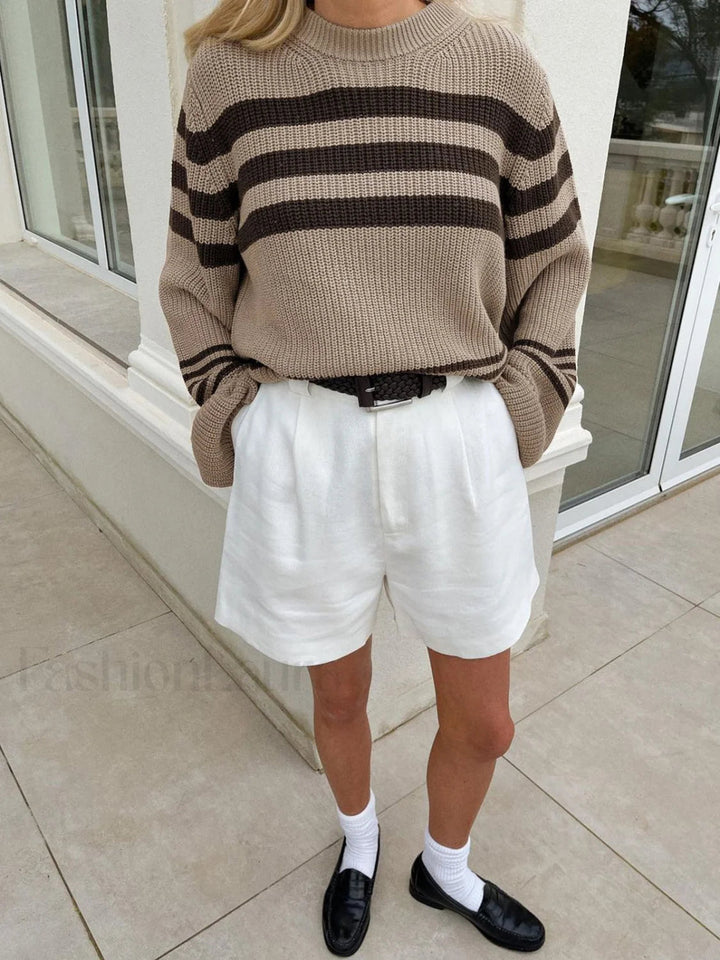 Stilla | Cozy Striped Knit Sweater til Hverdagskomfort