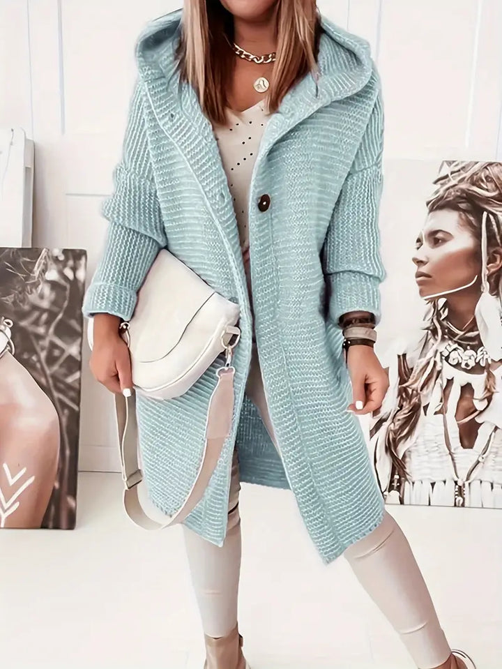 Stilla | Lang Strik Cardigan Med Hue