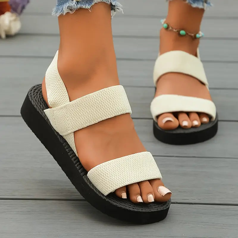 Stilla | Sandaler Med Kile Komfortable Sommer Sko På Platform Med Ankelrem