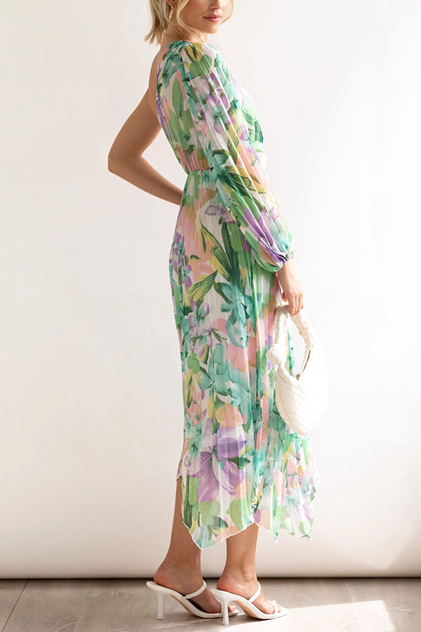 Stilla | Bloom Your Own Way One Shoulder Plisseret Midi Kjole