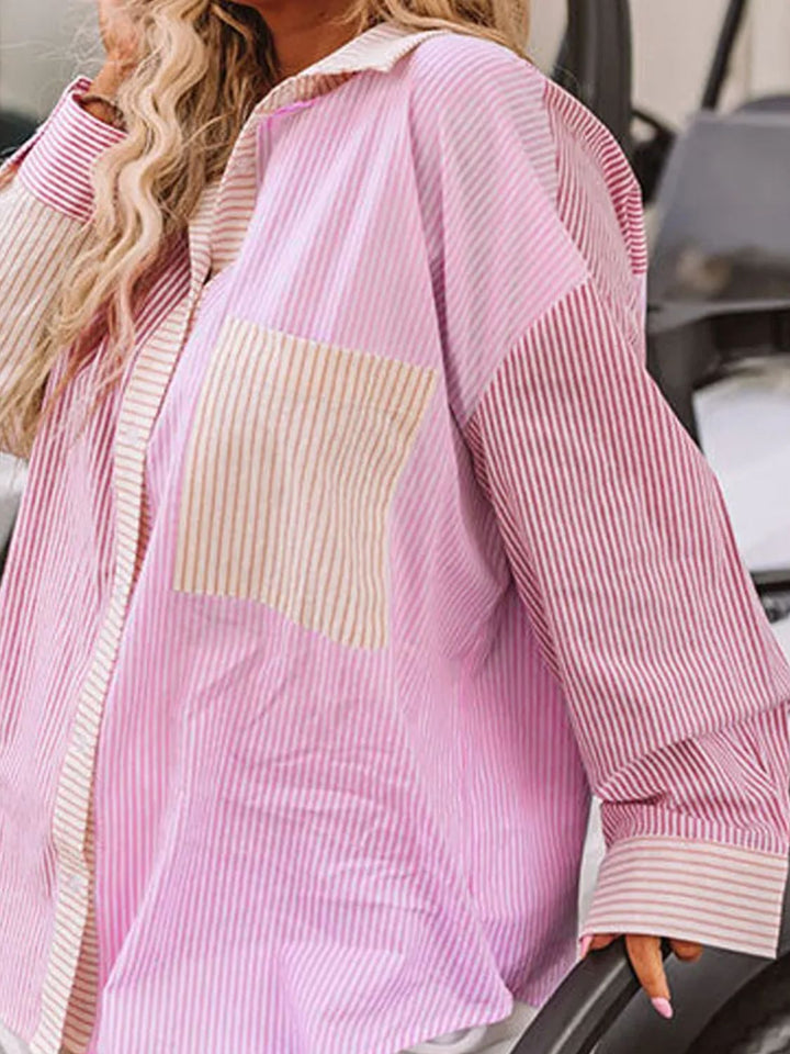 Stilla | Størrelse Oversize Stribet Bluse Med Lange Ærmer