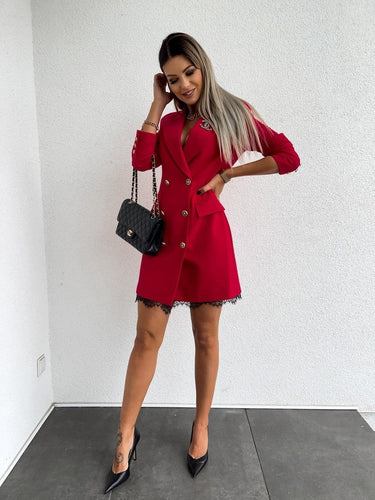 Stilla | Taljeret Kjole Af Blonde Med Dobbelte Knapper