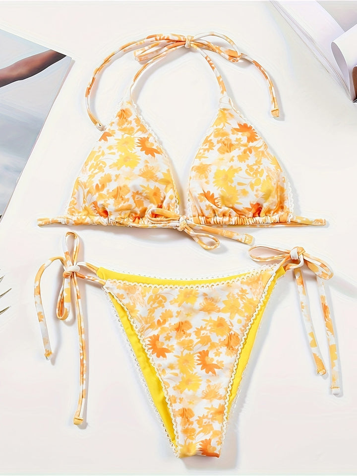 Stilla | Kvinders Bikini Med Print to Delt Sexet Badetøj Med Stropper