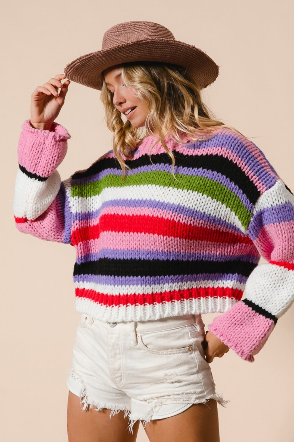 Stilla | Kort Stribet Pullover Bibi i Flere Farver