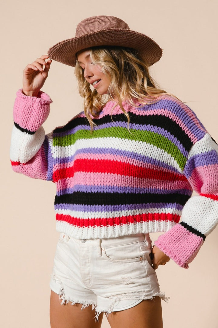 Stilla | Kort Stribet Pullover Bibi i Flere Farver
