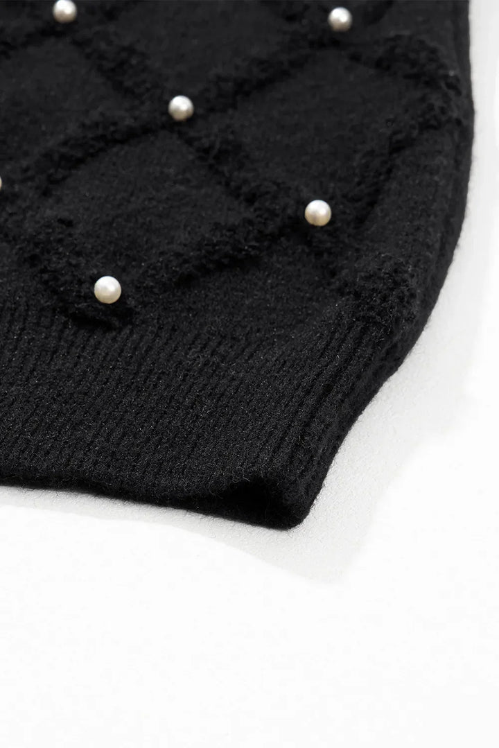 Stilla | Rundhalset Pullover Med Lange Ærmer og Perledetalje