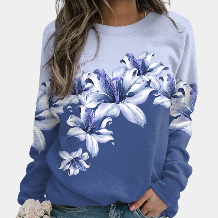 Stilla | Sweatshirt Blødt Åndbart Materiale Behagelig Pasform Floral Print Lange Ærmer