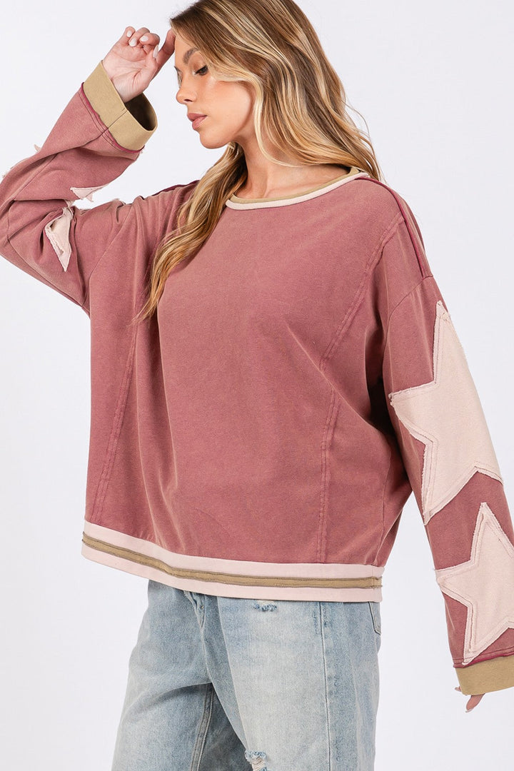 Stilla | Sweatjakke i Fleece Sage med påsyet stjernepatch