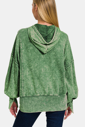 Stilla | Sweatjakke Med Lynlås I Acid Wash Fleece Med Lommer