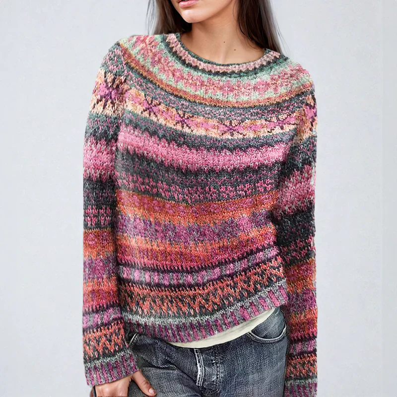 Stilla | Stribet strikket sweater til damer i moderne stil