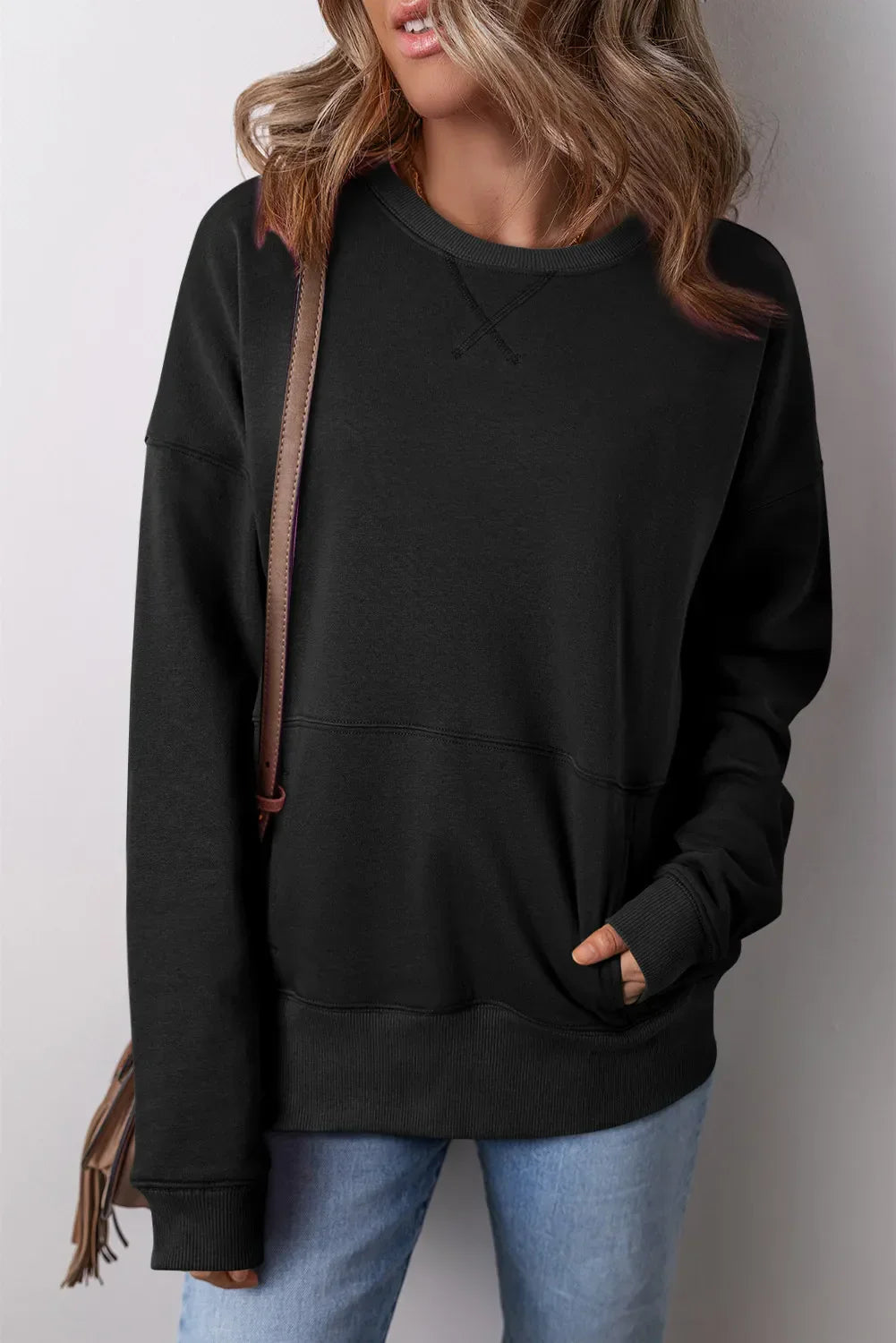 Stilla | Sweatjakke med rund halsudskæring og langærmet design