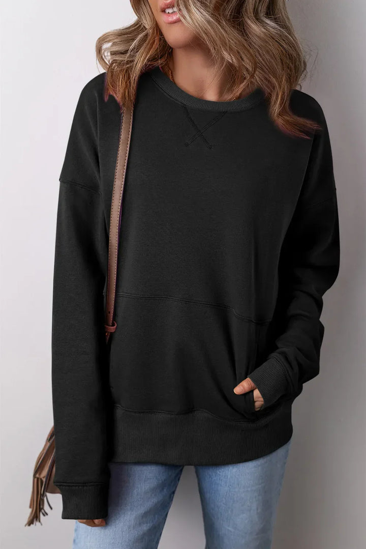 Stilla | Sweatjakke med rund halsudskæring og langærmet design