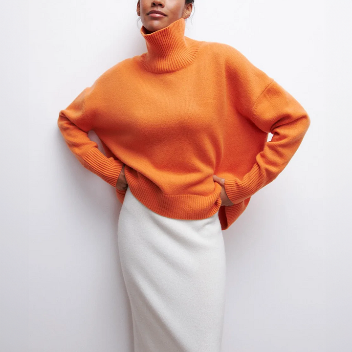 Stilla | Smart rullekravesweater i Camel