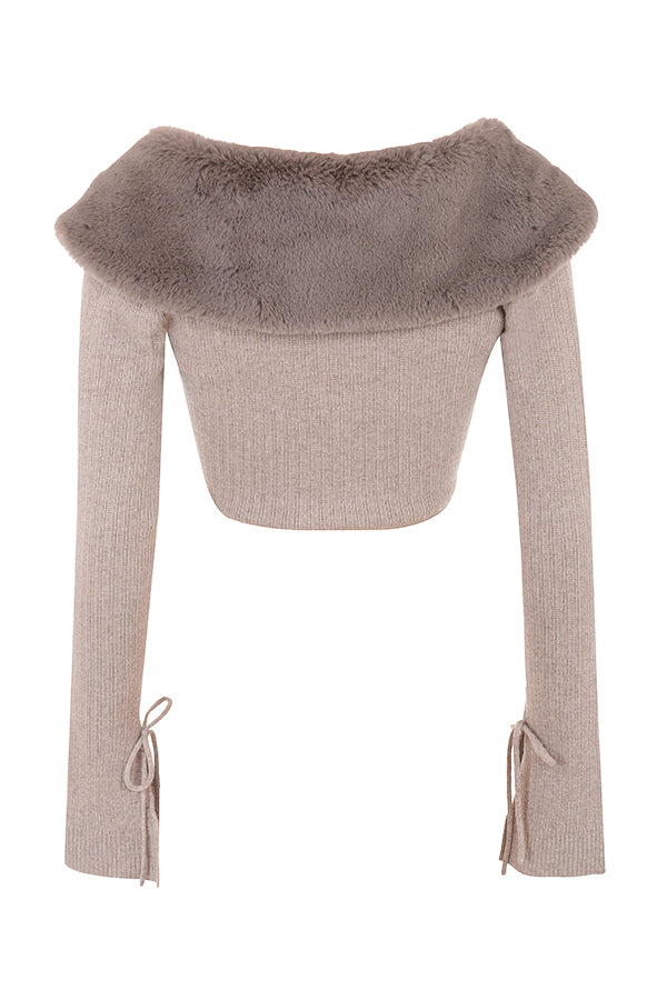 Stilla | Beige Strikketrøje Kashmir Med Kamelstrikket Midi Nederdel