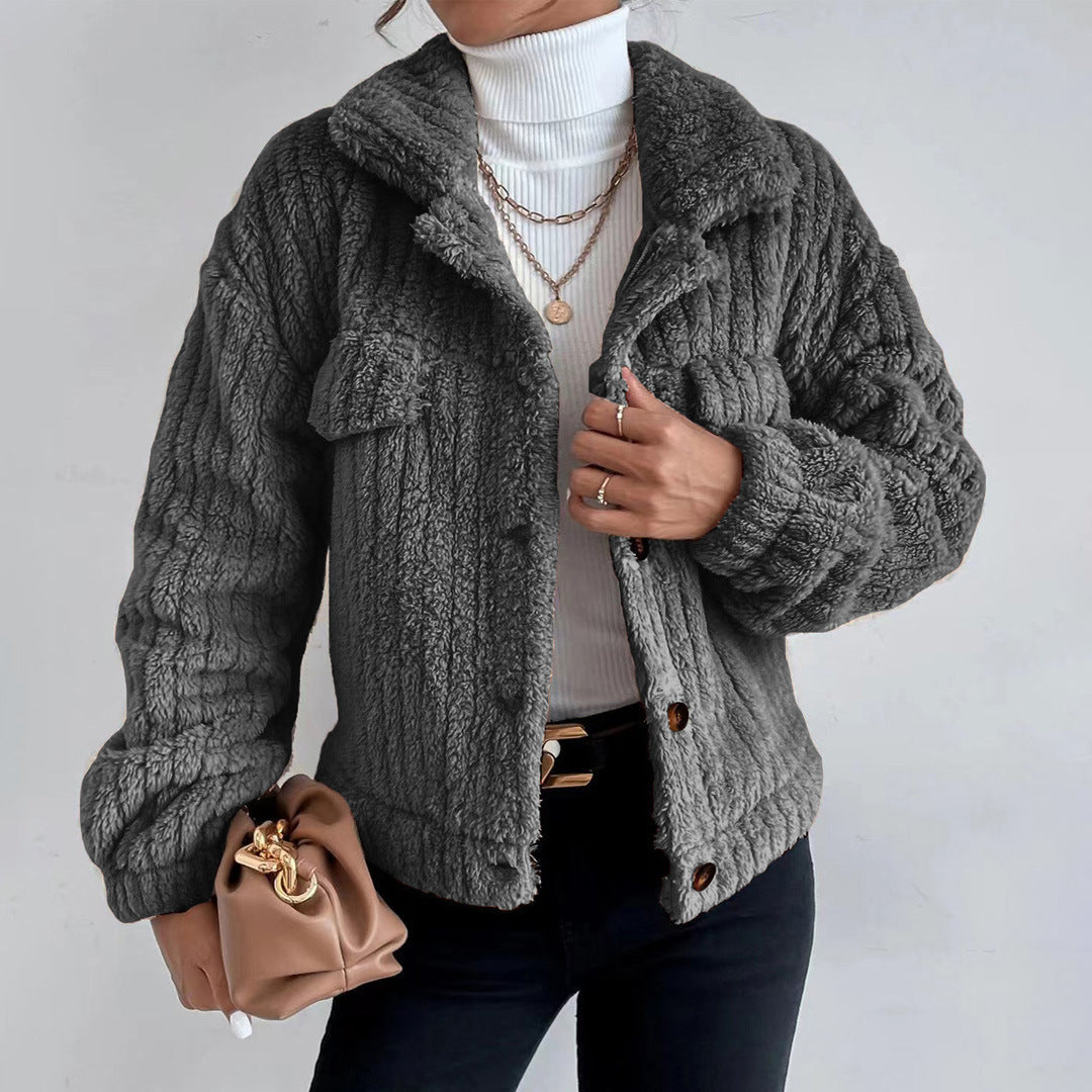 Stilla | Dame Button-Down Sherpa Jakke