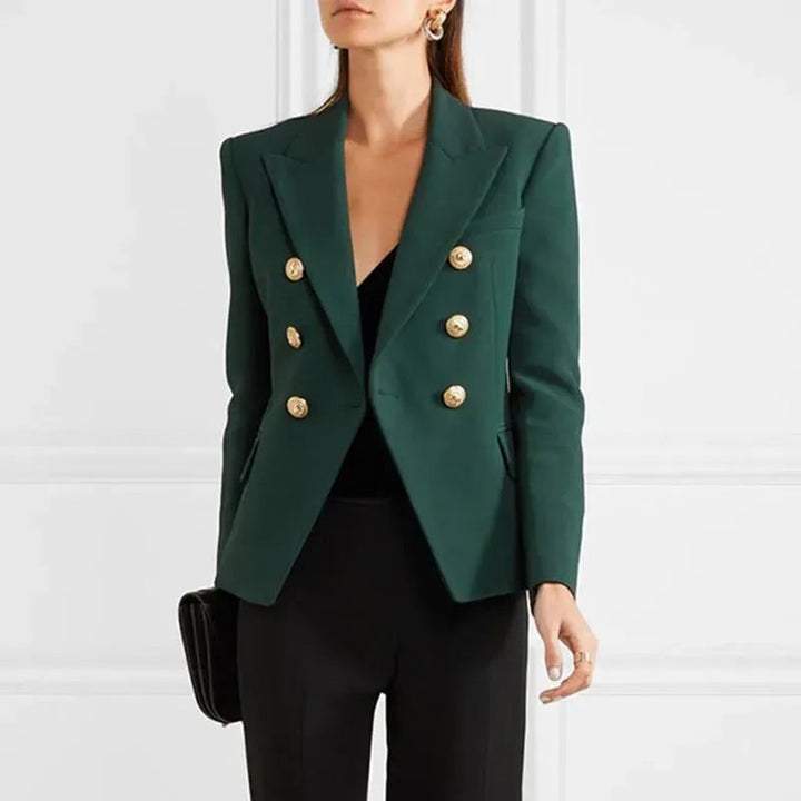 Stilla | Mørkegrøn Blazer Dame - Læder - Ensfarvet