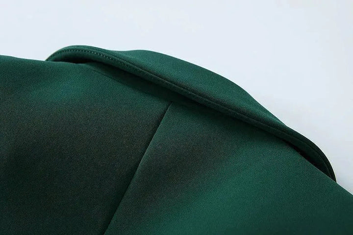 Stilla | Mørkegrøn Blazer Dame - Læder - Ensfarvet