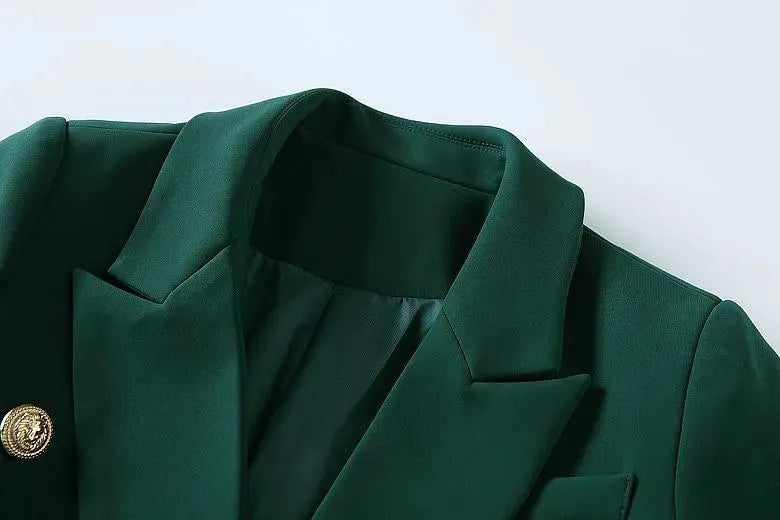 Stilla | Mørkegrøn Blazer Dame - Læder - Ensfarvet