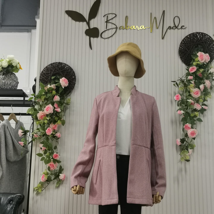Stilla | Moderne Einfarbige Blazerjacke in Pink Mit Langen Ärmeln