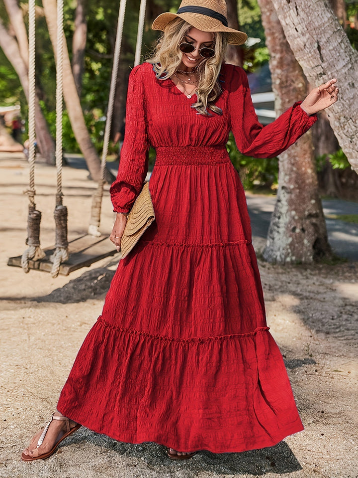 Stilla | Elegant Maxi Kjole Med V-Hals