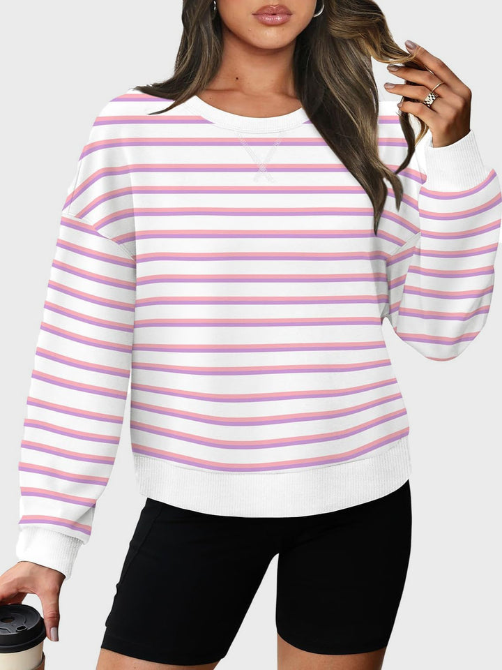 Stilla | Langærmet Stribet Sweatshirt Med Rund hals Lovelet