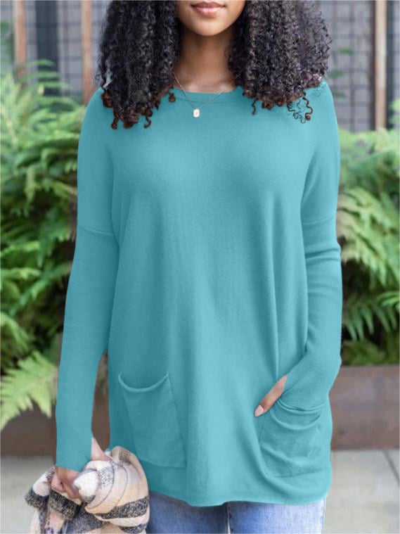 Stilla | Tunika Med Lange Ærmer Med Tommelhul og Lommerpullover
