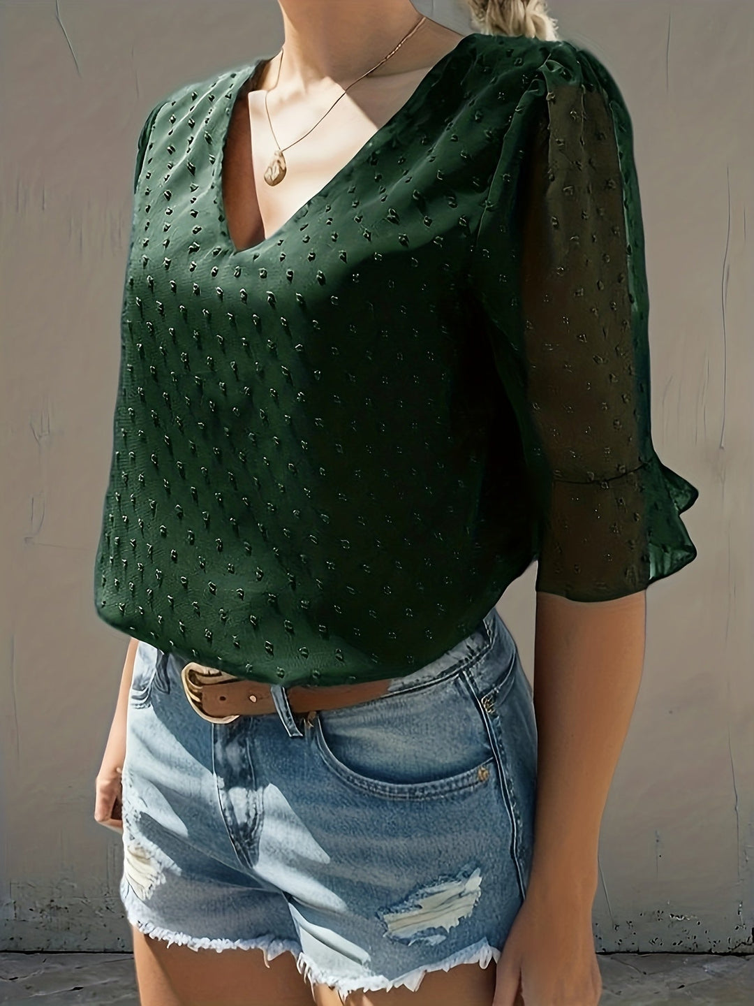 Stilla | Løs Chiffonbluse Med Lange Ærmer