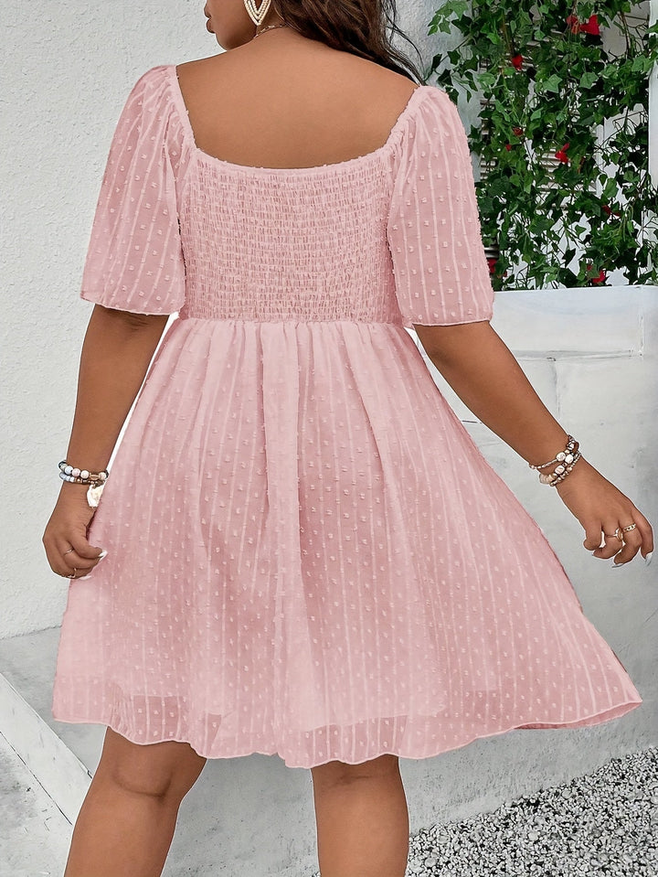 Stilla | Sommerkjole Plus Size Elegant Kjole Schweizeriske Prikker &amp; Blondeafslutninger