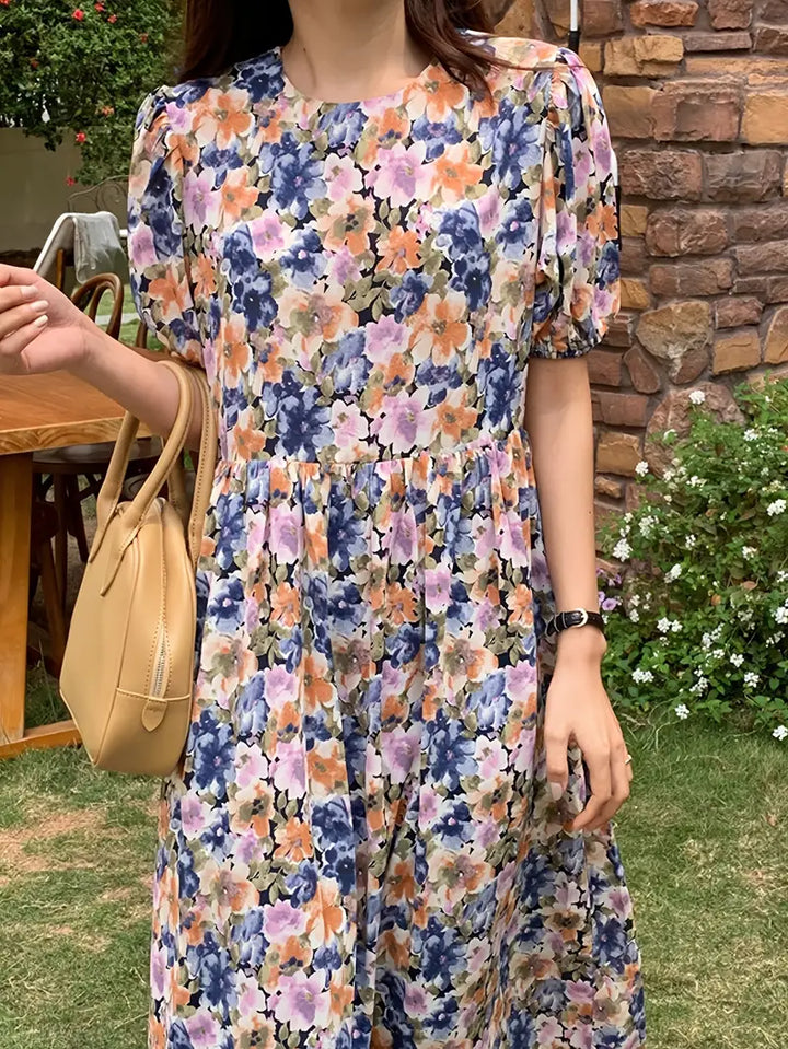 Stilla | Afslappet Kjole Med Blomstermotiv Violet Blue Let Kjole Til Sommer
