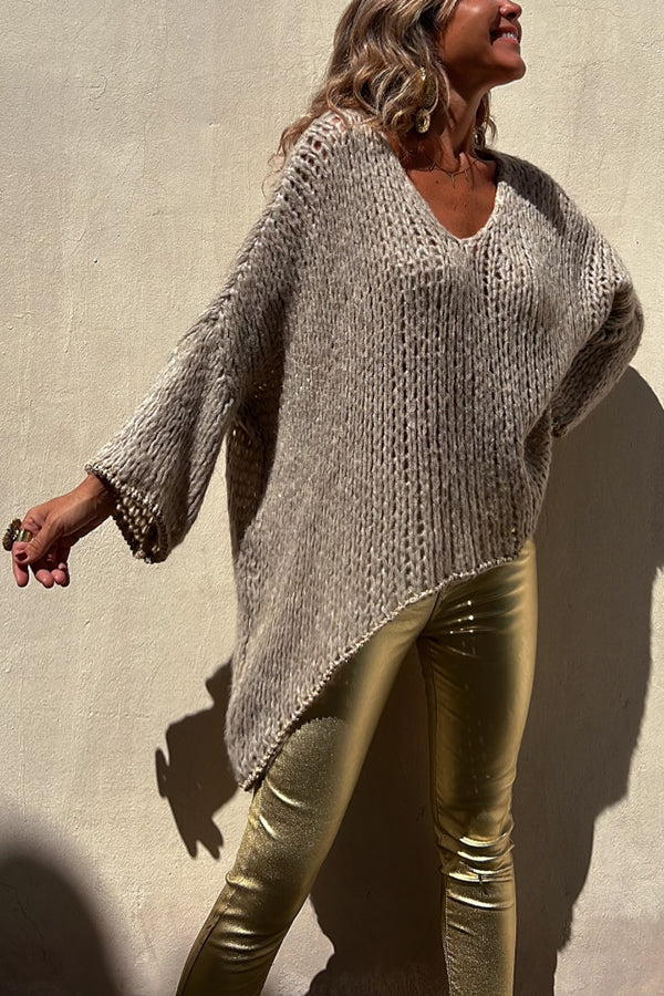 Stilla | Pullover med Stribet Strik og Bredde Kanter