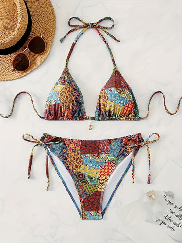 Stilla | Kvindebikini Sexy Sexy Toppe, Tryk Boho, Udskåret