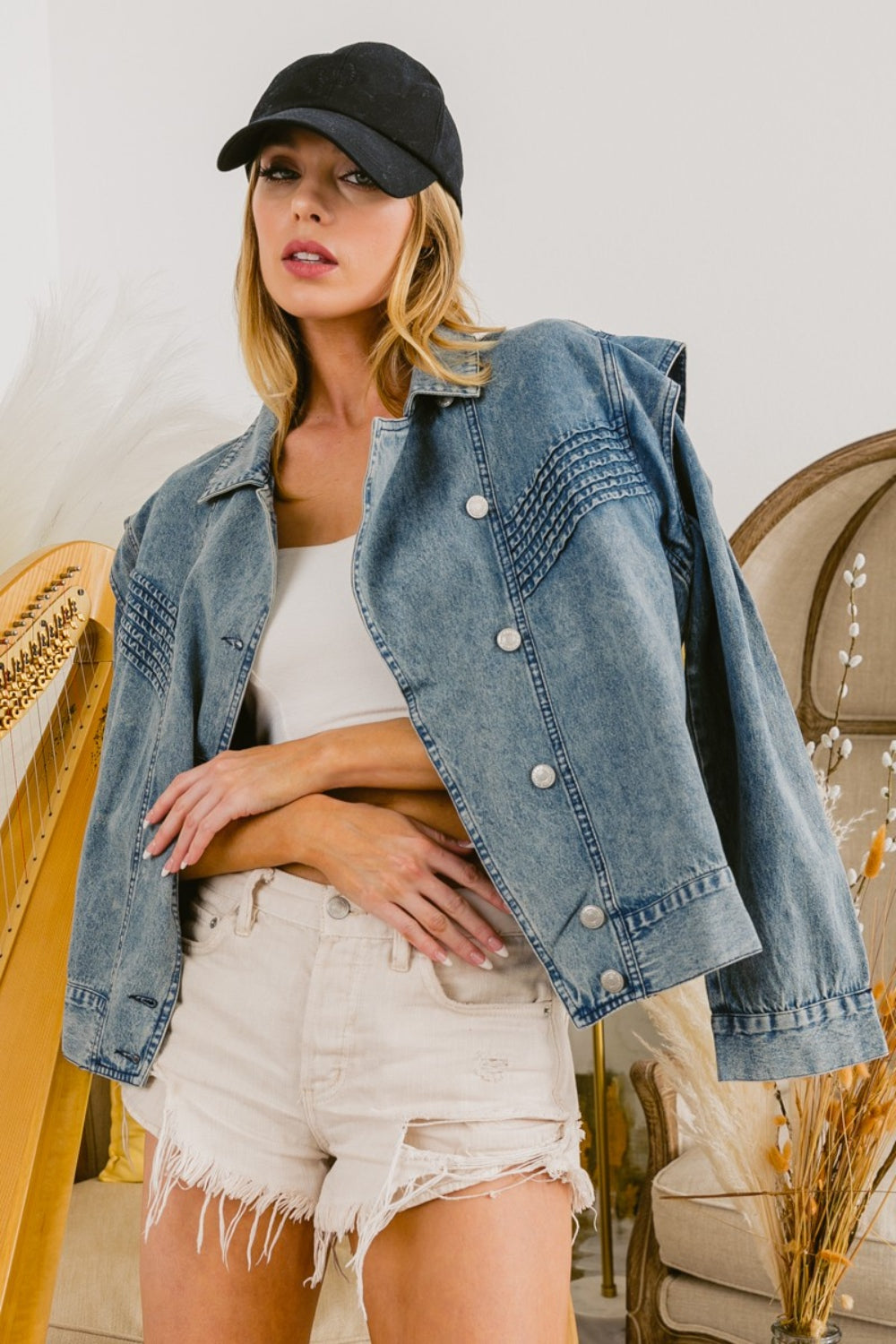 Stilla | Knap-Up Langærmet Denim Jakke