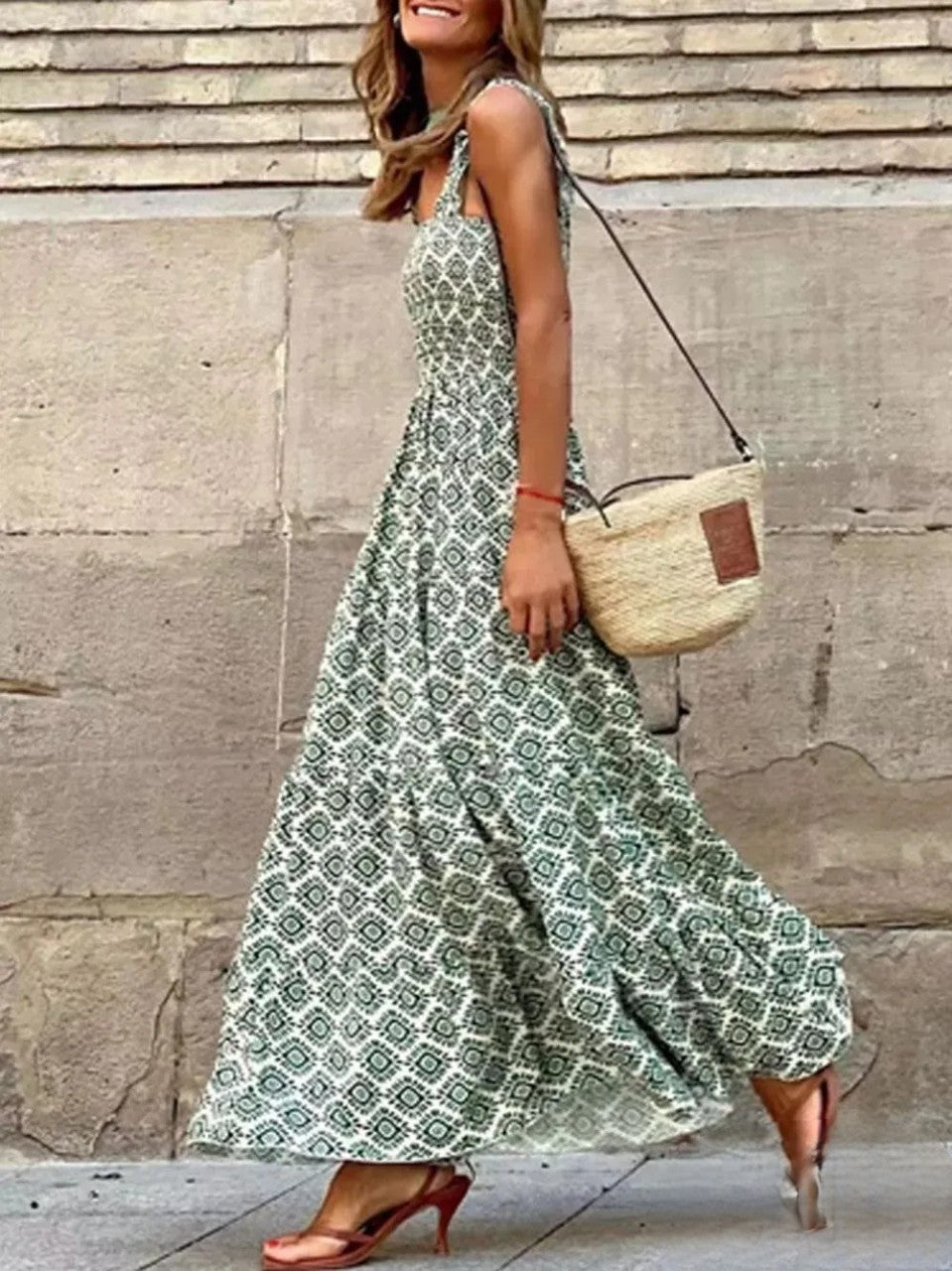 Stilla | Vintage Sommerkjole Med Boho Tryk Til Kvinder