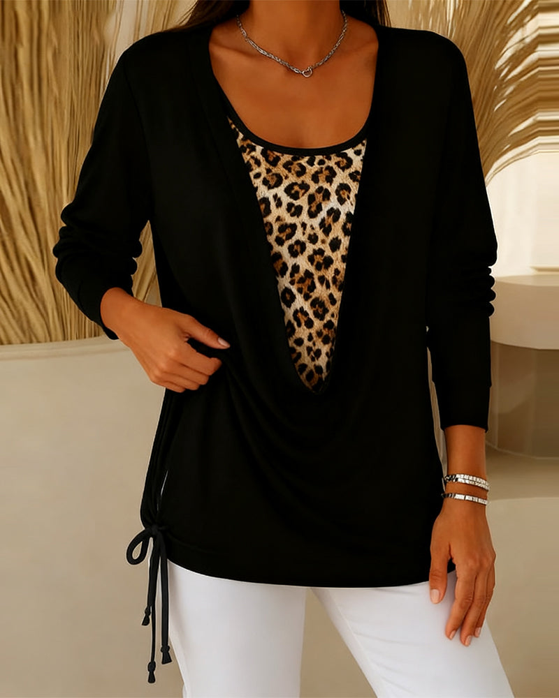 Stilla | Shirt Fake To-delt Snøring Leopardmønster