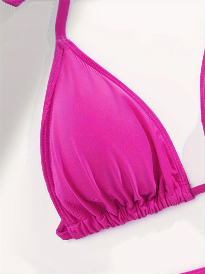 Stilla | Sæt Bikini Ensfarvet Magenta, Trekantet