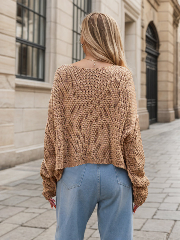 Stilla | Pullover med lange ærmer, rund halsudskæring og faldende skuldre